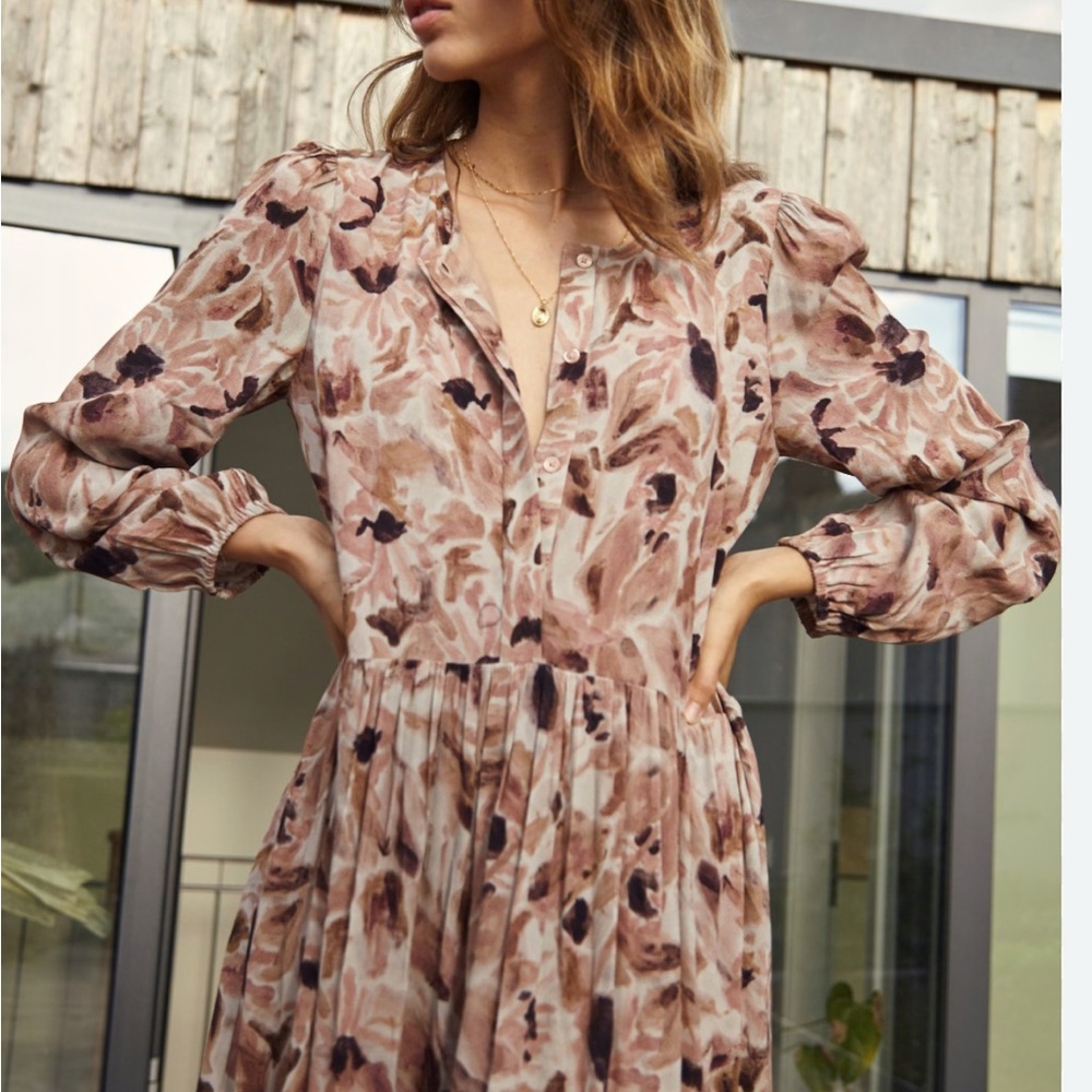aritzia Wilfred Barossa Maxi Dress Floral Long Sleeve Medium  Dress - Picture 2 of 12